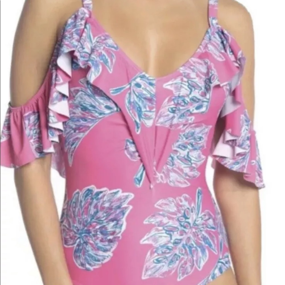 Nicole Miller New York 1 PC Cold Shoulder W/Ruffle
